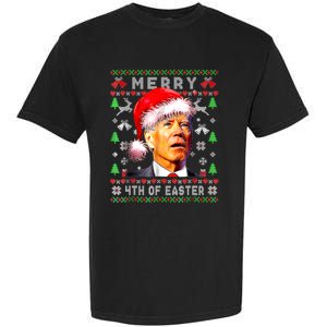 Merry 4th Of Easter Funny Biden Christmas Ugly Sweater Garment-Dyed Heavyweight T-Shirt