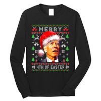 Merry 4th Of Easter Funny Biden Christmas Ugly Sweater Long Sleeve Shirt