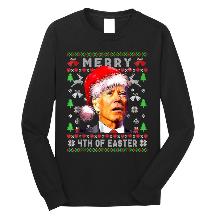 Merry 4th Of Easter Funny Biden Christmas Ugly Sweater Long Sleeve Shirt