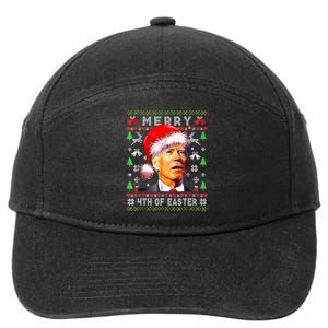 Merry 4th Of Easter Funny Biden Christmas Ugly Sweater 7-Panel Snapback Hat