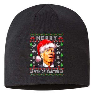 Merry 4th Of Easter Funny Biden Christmas Ugly Sweater Sustainable Beanie