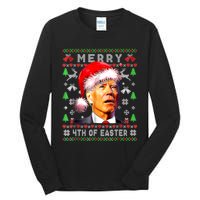 Merry 4th Of Easter Funny Biden Christmas Ugly Sweater Tall Long Sleeve T-Shirt