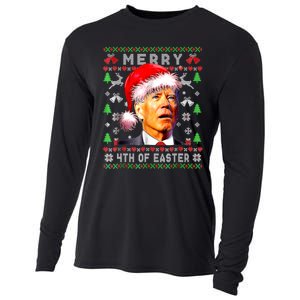 Merry 4th Of Easter Funny Biden Christmas Ugly Sweater Cooling Performance Long Sleeve Crew