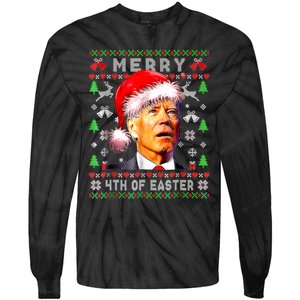 Merry 4th Of Easter Funny Biden Christmas Ugly Sweater Tie-Dye Long Sleeve Shirt