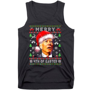 Merry 4th Of Easter Funny Biden Christmas Ugly Sweater Tank Top