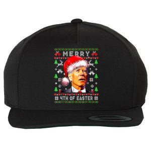 Merry 4th Of Easter Funny Biden Christmas Ugly Sweater Wool Snapback Cap