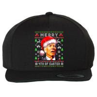 Merry 4th Of Easter Funny Biden Christmas Ugly Sweater Wool Snapback Cap