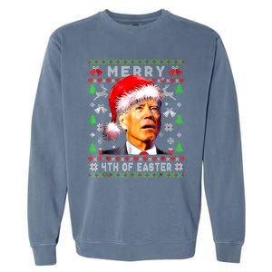 Merry 4th Of Easter Funny Biden Christmas Ugly Sweater Garment-Dyed Sweatshirt