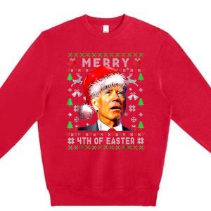 Merry 4th Of Easter Funny Biden Christmas Ugly Sweater Premium Crewneck Sweatshirt