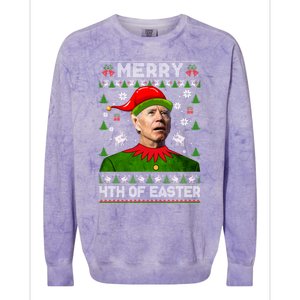 Merry 4th Of Easter Funny Joe Biden Christmas Ugly Gift Colorblast Crewneck Sweatshirt