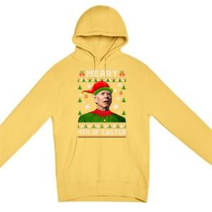 Merry 4th Of Easter Funny Joe Biden Christmas Ugly Gift Premium Pullover Hoodie