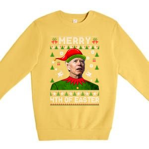 Merry 4th Of Easter Funny Joe Biden Christmas Ugly Gift Premium Crewneck Sweatshirt