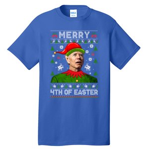 Merry 4th Of Easter Funny Joe Biden Christmas Ugly Gift Tall T-Shirt