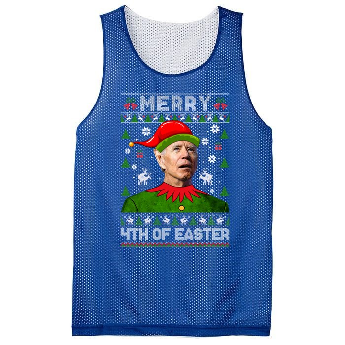 Merry 4th Of Easter Funny Joe Biden Christmas Ugly Gift Mesh Reversible Basketball Jersey Tank