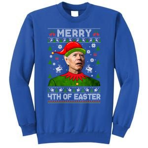 Merry 4th Of Easter Funny Joe Biden Christmas Ugly Gift Tall Sweatshirt