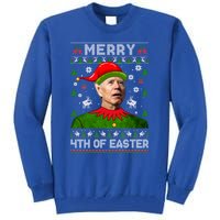 Merry 4th Of Easter Funny Joe Biden Christmas Ugly Gift Tall Sweatshirt