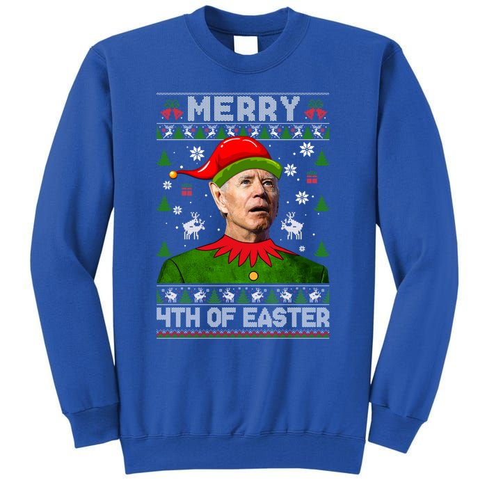 Merry 4th Of Easter Funny Joe Biden Christmas Ugly Gift Tall Sweatshirt