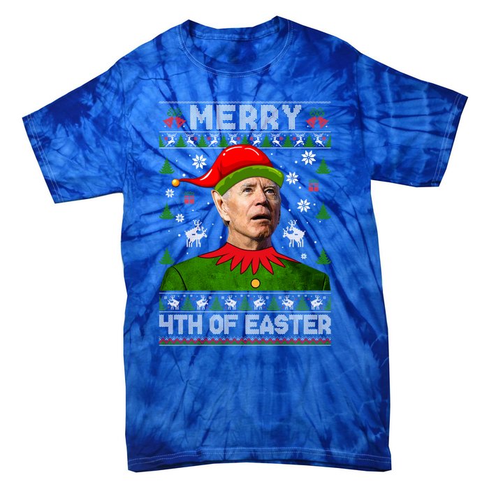 Merry 4th Of Easter Funny Joe Biden Christmas Ugly Gift Tie-Dye T-Shirt