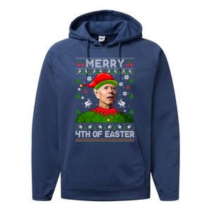 Merry 4th Of Easter Funny Joe Biden Christmas Ugly Gift Performance Fleece Hoodie