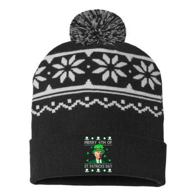 Merry 4th Of St Patrick's Day Funny Confused Joe Biden USA-Made Snowflake Beanie