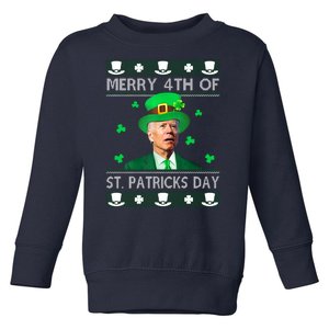 Merry 4th Of St Patrick's Day Funny Confused Joe Biden Toddler Sweatshirt