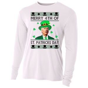 Merry 4th Of St Patrick's Day Funny Confused Joe Biden Cooling Performance Long Sleeve Crew