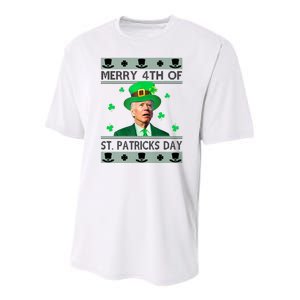 Merry 4th Of St Patrick's Day Funny Confused Joe Biden Youth Performance Sprint T-Shirt