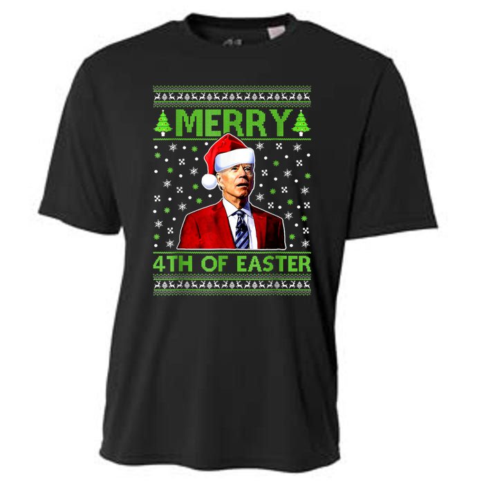 Merry 4th Of Easter Funny Biden Christmas Ugly Sweater Cooling Performance Crew T-Shirt