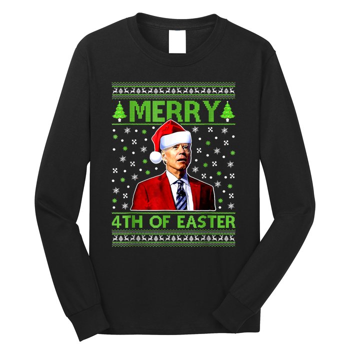 Merry 4th Of Easter Funny Biden Christmas Ugly Sweater Long Sleeve Shirt