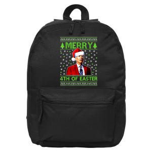 Merry 4th Of Easter Funny Biden Christmas Ugly Sweater 16 in Basic Backpack