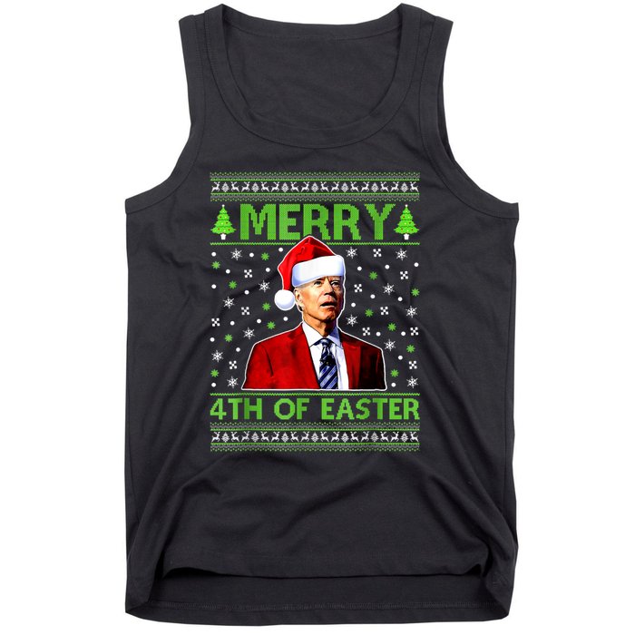 Merry 4th Of Easter Funny Biden Christmas Ugly Sweater Tank Top