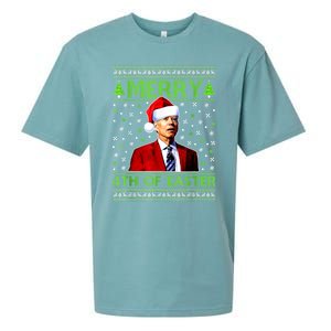 Merry 4th Of Easter Funny Biden Christmas Ugly Sweater Sueded Cloud Jersey T-Shirt