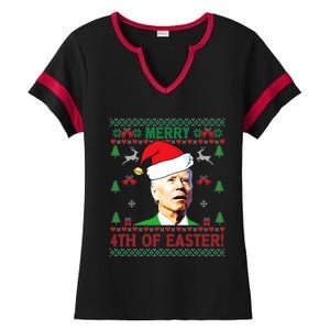 Merry 4th Of Easter Funny Joe Biden Christmas Ladies Halftime Notch Neck Tee