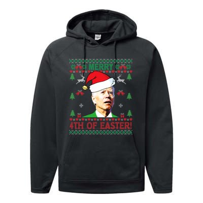 Merry 4th Of Easter Funny Joe Biden Christmas Performance Fleece Hoodie