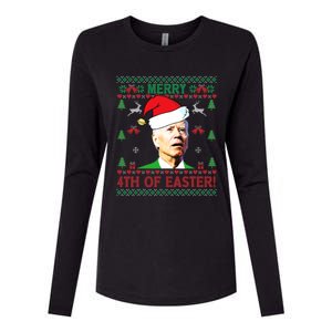 Merry 4th Of Easter Funny Joe Biden Christmas Womens Cotton Relaxed Long Sleeve T-Shirt