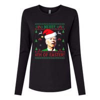 Merry 4th Of Easter Funny Joe Biden Christmas Womens Cotton Relaxed Long Sleeve T-Shirt