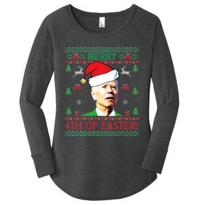 Merry 4th Of Easter Funny Joe Biden Christmas Women's Perfect Tri Tunic Long Sleeve Shirt