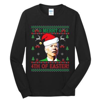 Merry 4th Of Easter Funny Joe Biden Christmas Tall Long Sleeve T-Shirt