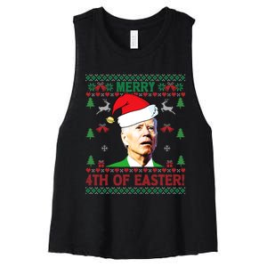 Merry 4th Of Easter Funny Joe Biden Christmas Women's Racerback Cropped Tank