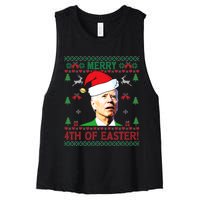 Merry 4th Of Easter Funny Joe Biden Christmas Women's Racerback Cropped Tank