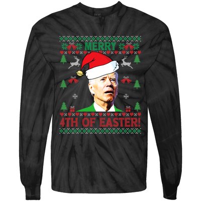 Merry 4th Of Easter Funny Joe Biden Christmas Tie-Dye Long Sleeve Shirt