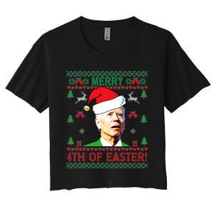 Merry 4th Of Easter Funny Joe Biden Christmas Women's Crop Top Tee