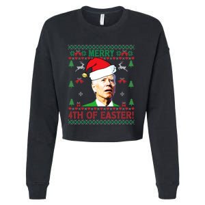 Merry 4th Of Easter Funny Joe Biden Christmas Cropped Pullover Crew