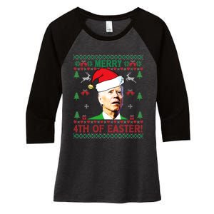 Merry 4th Of Easter Funny Joe Biden Christmas Women's Tri-Blend 3/4-Sleeve Raglan Shirt