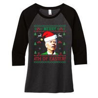 Merry 4th Of Easter Funny Joe Biden Christmas Women's Tri-Blend 3/4-Sleeve Raglan Shirt