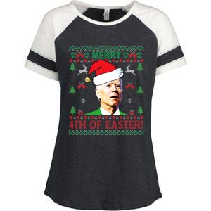 Merry 4th Of Easter Funny Joe Biden Christmas Enza Ladies Jersey Colorblock Tee