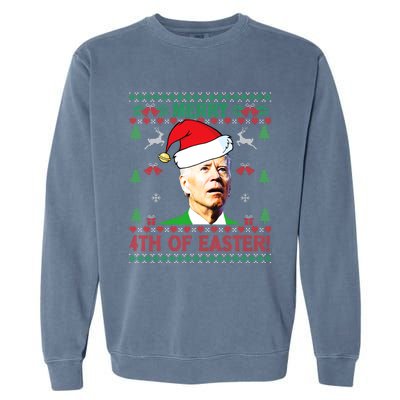 Merry 4th Of Easter Funny Joe Biden Christmas Garment-Dyed Sweatshirt