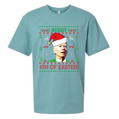 Merry 4th Of Easter Funny Joe Biden Christmas Sueded Cloud Jersey T-Shirt