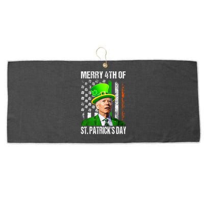 Merry 4th Of St PatrickS Day Funny Joe Biden Leprechaun Hat Large Microfiber Waffle Golf Towel