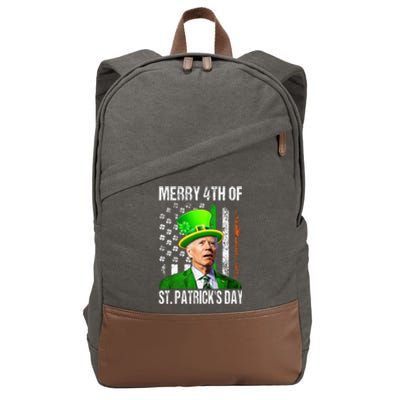 Merry 4th Of St PatrickS Day Funny Joe Biden Leprechaun Hat Cotton Canvas Backpack